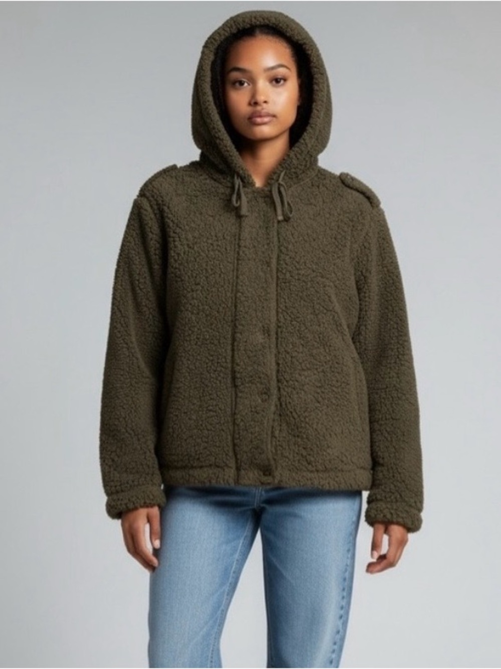 Perch by Blu Pepper 1x Sherpa Zipper Button Hoodie